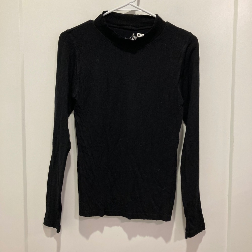 Intimately Free People Black Mock Neck Ribbed Long Sleeve Top M/L